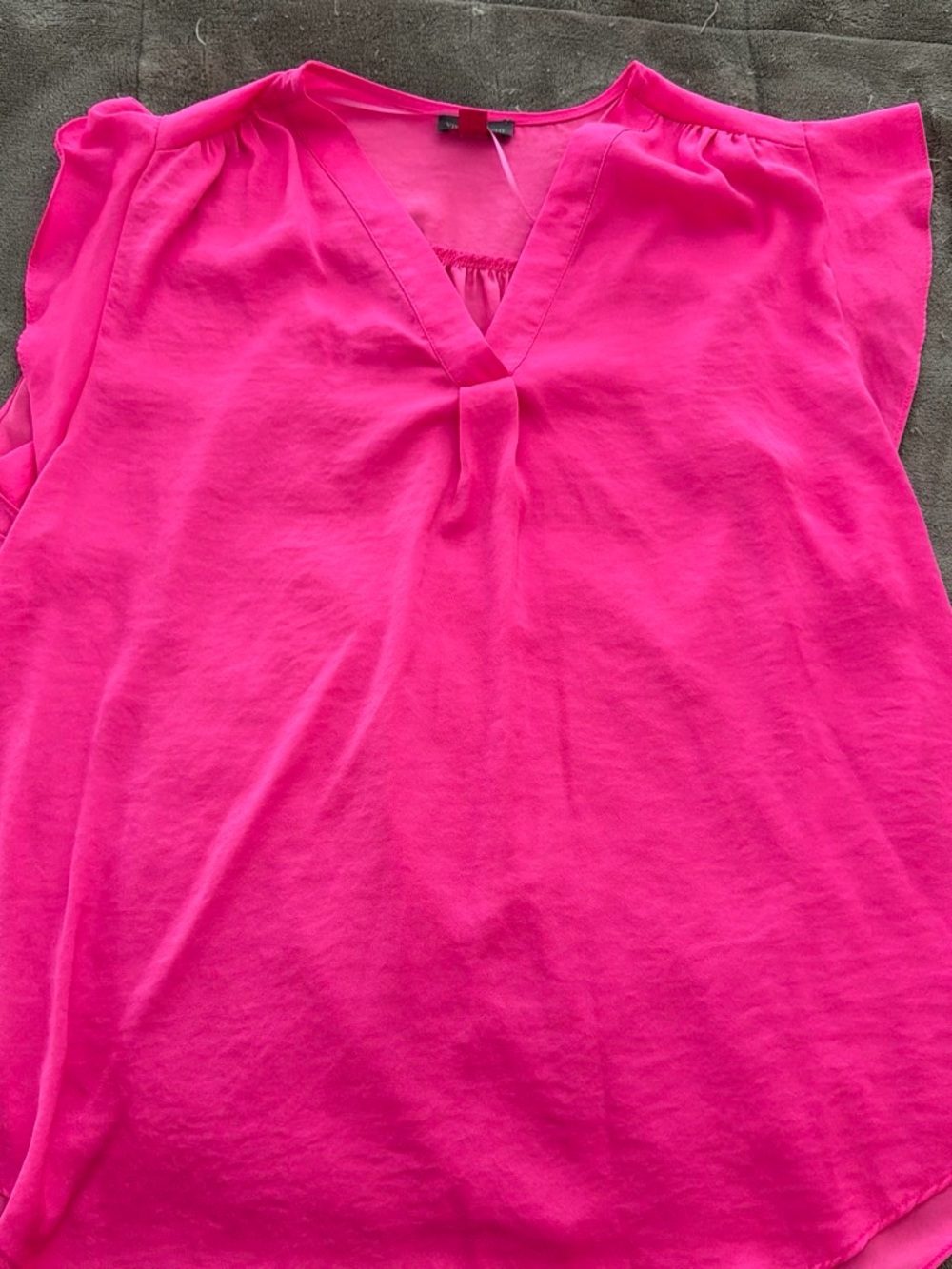 Vince Camuto Bright Pink V-Neck Cap Sleeve Blouse